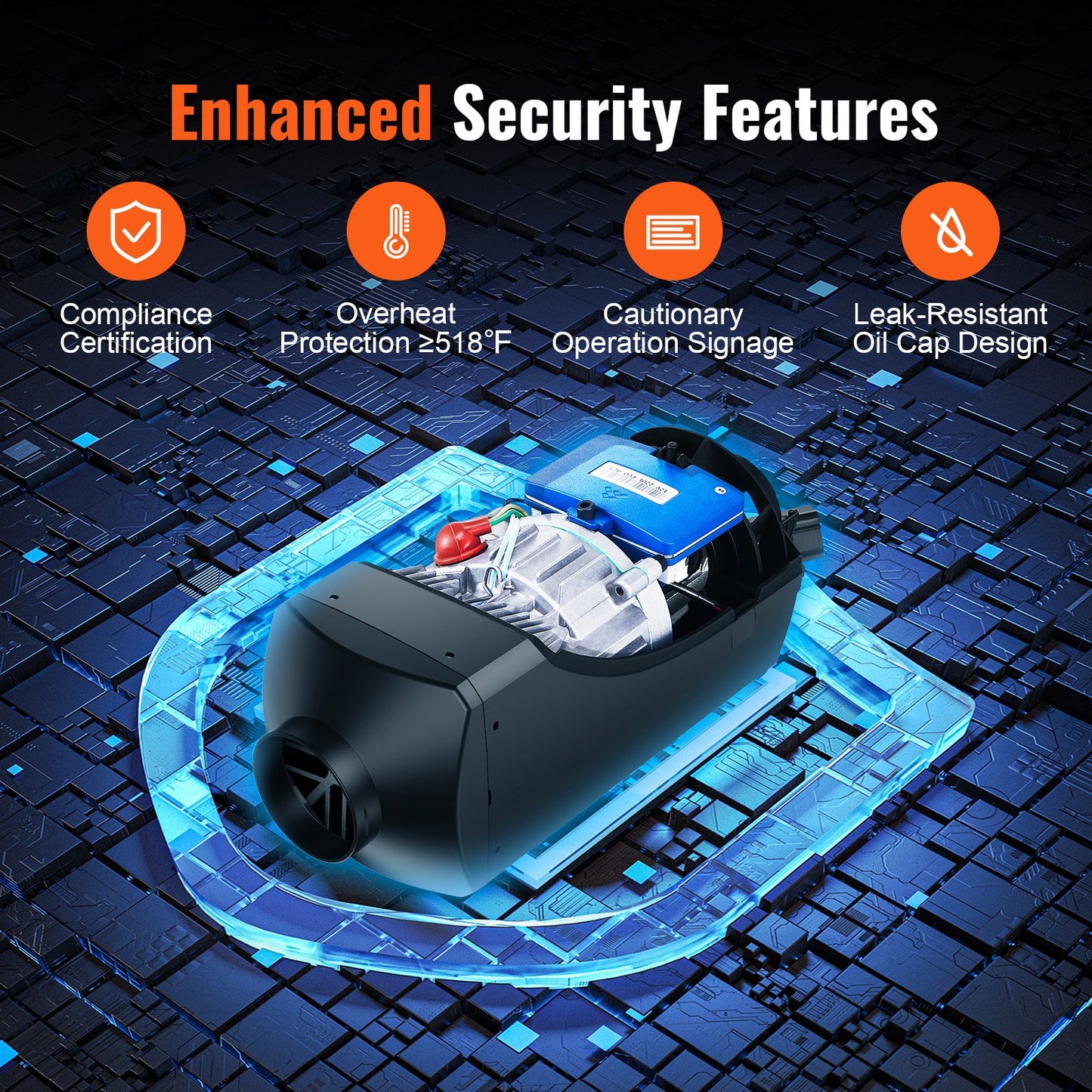 Bluetooth-appstyrd dieselluftvärmare, 12V 2KW dieselvärmare med automatisk höjdjustering, fjärrkontroll och LCD, dieselparkeringsvärmare för husbil, husvagn, buss, båt