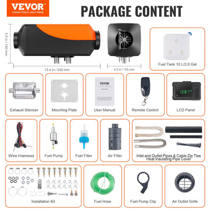 Bluetooth-appstyrd dieselluftvärmare, 12V 2KW dieselvärmare med automatisk höjdjustering, fjärrkontroll och LCD, dieselparkeringsvärmare för husbil, husvagn, buss, båt
