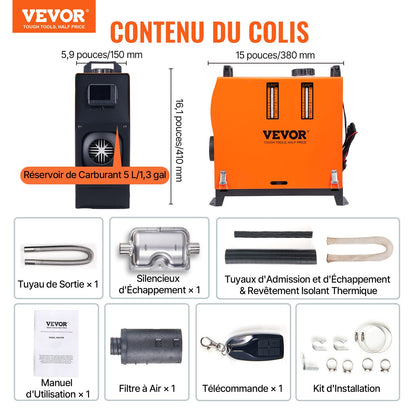 Dieselluftvärmare allt-i-ett 12V 5KW LCD-fjärrkontroll för bil/husbil