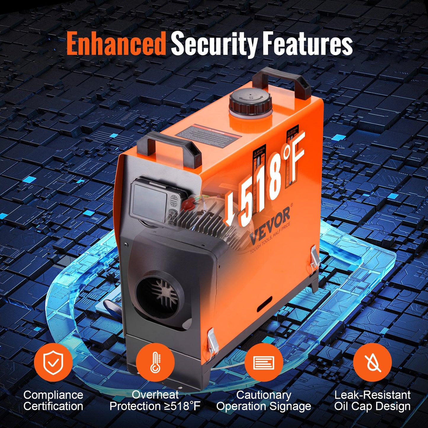 Dieselluftvärmare allt-i-ett 12V 5KW Bluetooth-app LCD för bil/husbil