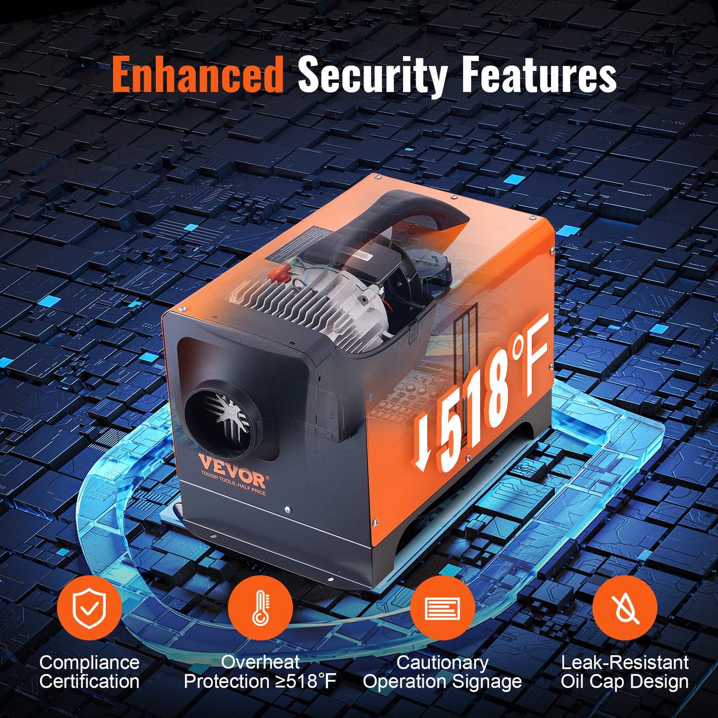 Dieselluftvärmare, 12V 5KW allt-i-ett dieselvärmare med fjärrkontroll och LCD-display, 5L bränsletank bärbar dieselparkeringsvärmare, snabb uppvärmning för husbil, släpvagn, husbil, båt