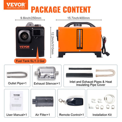 Dieselluftvärmare allt-i-ett 12V 5KW Bluetooth-app LCD för bil/husbil