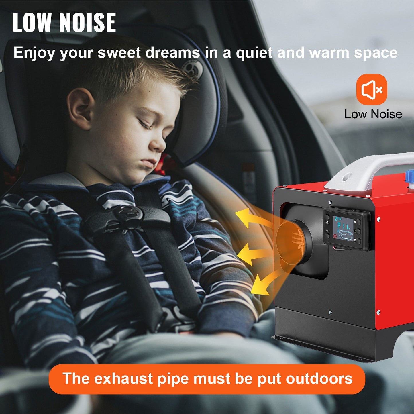 NY Dieselluftvärmare, 5KW 12V parkeringsvärmare, minilastbilsvärmare, ett uttag, med svart LCD-skärm, fjärrkontroll, snabbvärmande dieselvärmare, för husbil, båt, buss, bilsläpvagn, husbilar