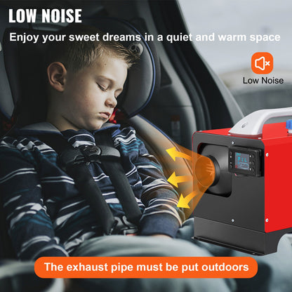 NY Dieselluftvärmare, 5KW 12V parkeringsvärmare, minilastbilsvärmare, ett uttag, med svart LCD-skärm, fjärrkontroll, snabbvärmande dieselvärmare, för husbil, båt, buss, bilsläpvagn, husbilar