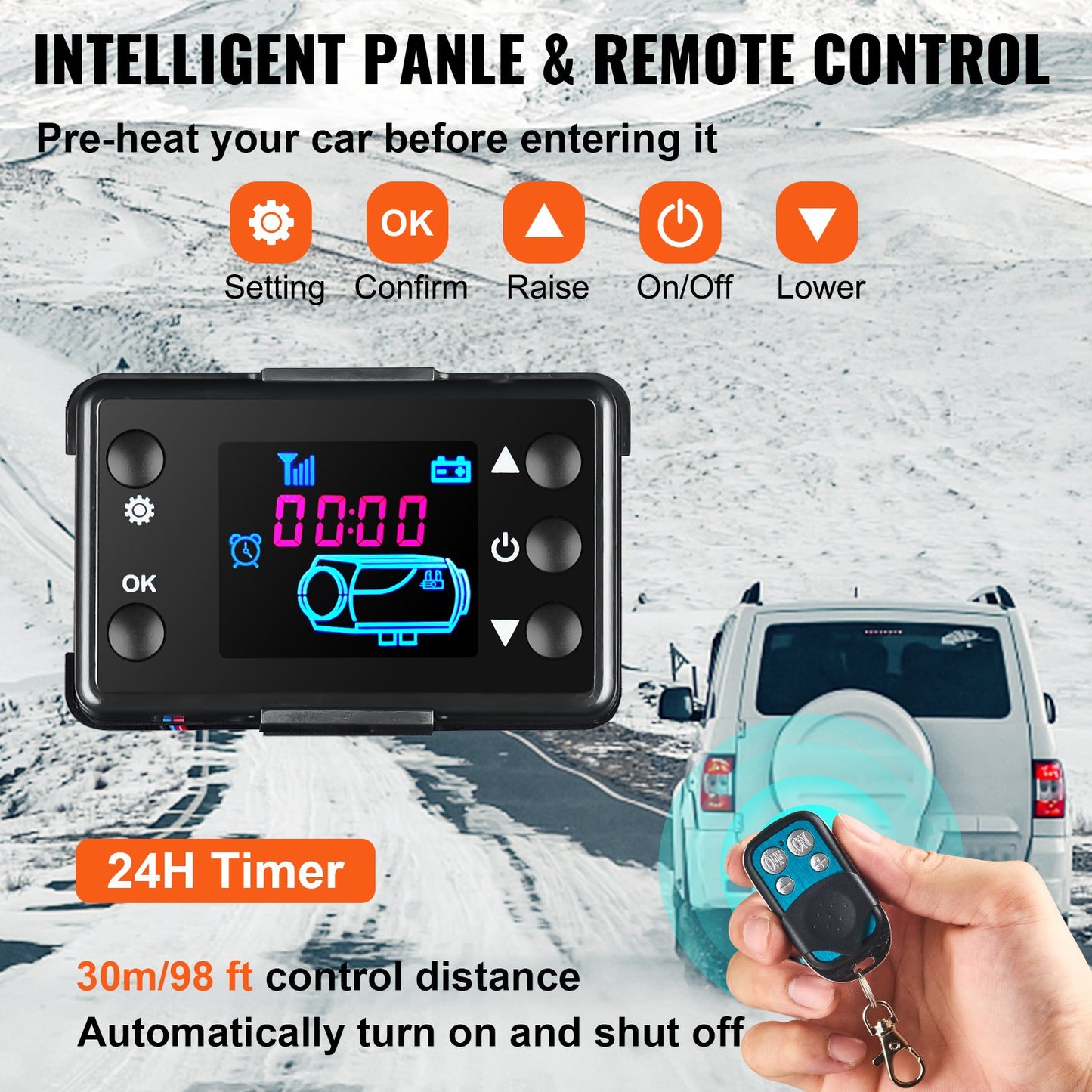 Dieselvärmare 12V Dieselluftvärmare Ljuddämpare 8KW Dieselluftvärmare med fjärrkontroll och LCD-termostat för bil, lastbil, husbil, båt och buss