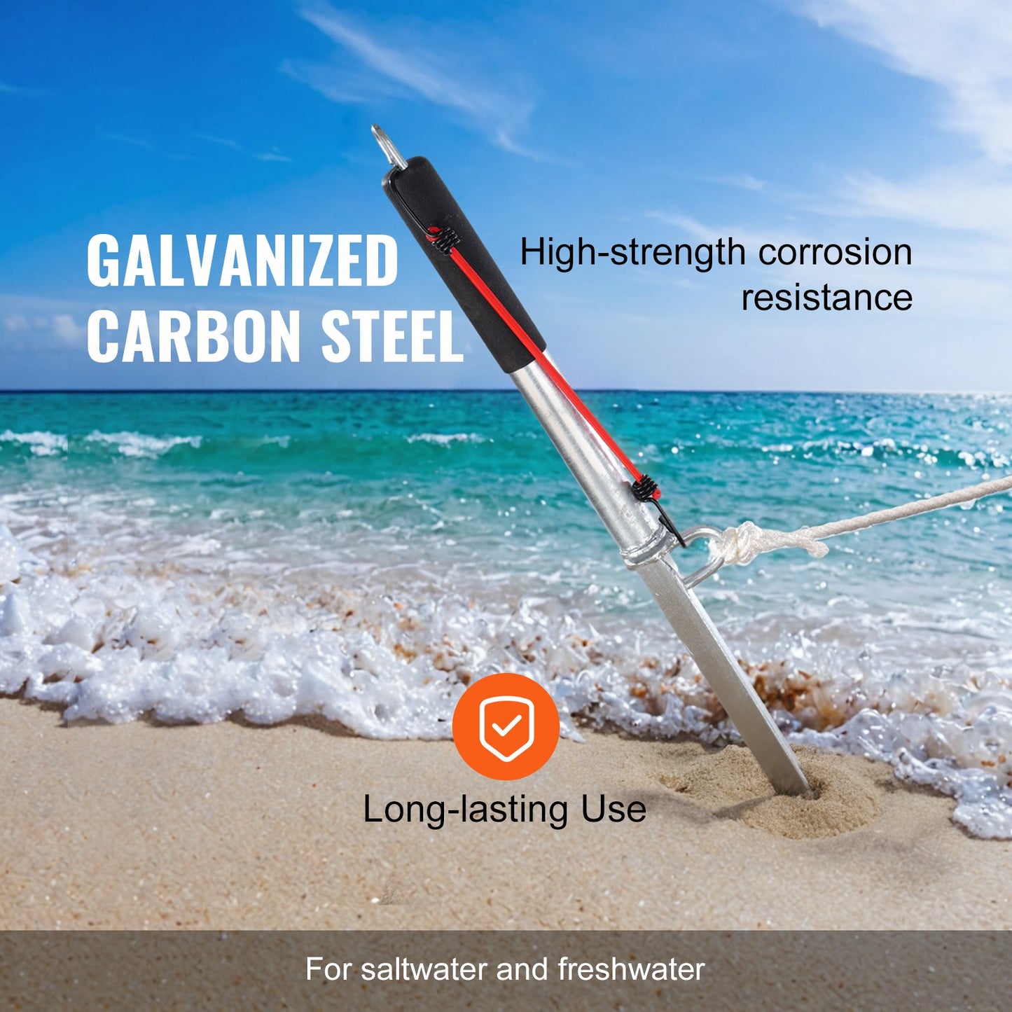 Sandspike-båtankarstång, 36" galvaniserat kolståls glidande ankare, självhamrande strandspike-ankare för liten båt, vattenskoter, pontonkajak, med oxfordförvaringsväska och elastisk lina