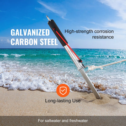 Sandspike-båtankarstång, 36" galvaniserat kolståls glidande ankare, självhamrande strandspike-ankare för liten båt, vattenskoter, pontonkajak, med oxfordförvaringsväska och elastisk lina
