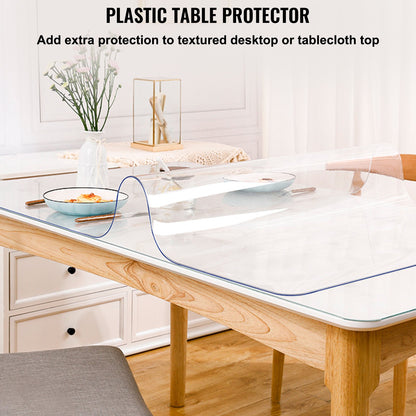 Thick Table Cover 96x 42 Inch Thick Clear Table Protector Clear PVC Tablecloth Table Top Protector 2mm Thick Table Cover Rectangular Table Pads for Dining Room Table Desk