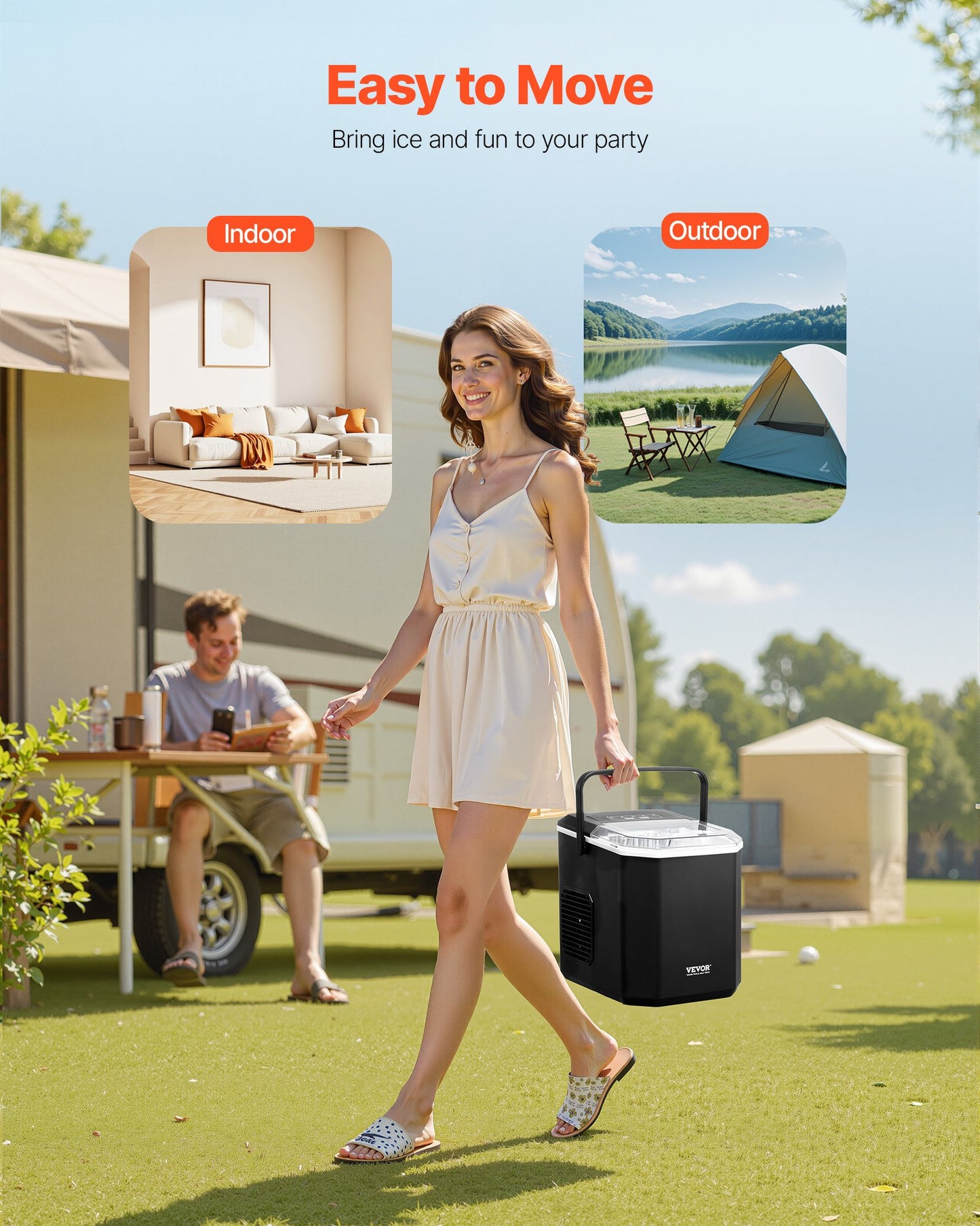 Countertop Ice Maker, 9 Cubes Ready in 6 Mins, 26lbs in 24Hrs, Self-Cleaning Portable Ice Maker with Ice Scoop and Basket, Ice Machine with 2 Sizes Bullet Ice for Home Kitchen Office Bar Party