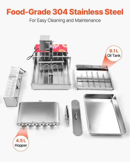 Commercial Automatic Donuts Machine, 6 Rows Donuts Making Equipment, 360 pcs/hour Electric High Power Doughnut Maker, Stainless Steel Frying Auto Fryer, with Intelligent Control