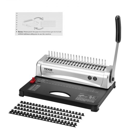 Binding Machine, Comb Binding Machine 21-Holes Binding 450 Sheets, Book Binder Machine with 100 PCS 9.53 mm Comb Binding Spines, for Letter Size, A4, A5