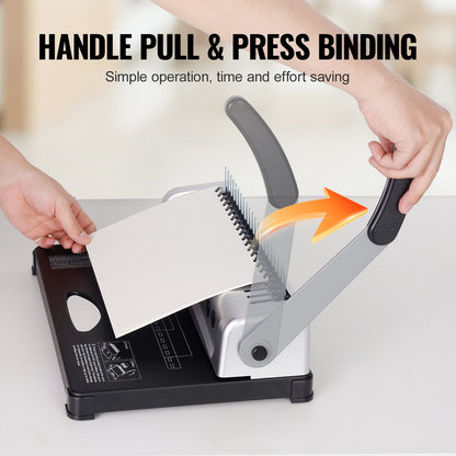 Binding Machine, Comb Binding Machine 21-Holes Binding 450 Sheets, Book Binder Machine with 100 PCS 9.53 mm Comb Binding Spines, for Letter Size, A4, A5