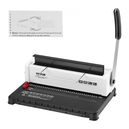 Coil Spiral Binding Machine, Manual Book Maker 34-Holes Binding 120 Sheets, Punch Binder Adjustable 4.76 mm - 14.29 mm Coil Binding Spines, for Letter Size, A4, A5.