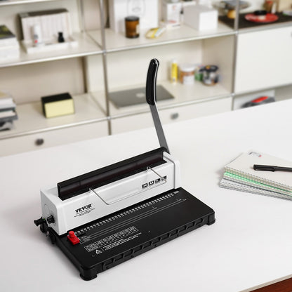 Coil Spiral Binding Machine, Manual Book Maker 34-Holes Binding 120 Sheets, Punch Binder Adjustable 4.76 mm - 14.29 mm Coil Binding Spines, for Letter Size, A4, A5.