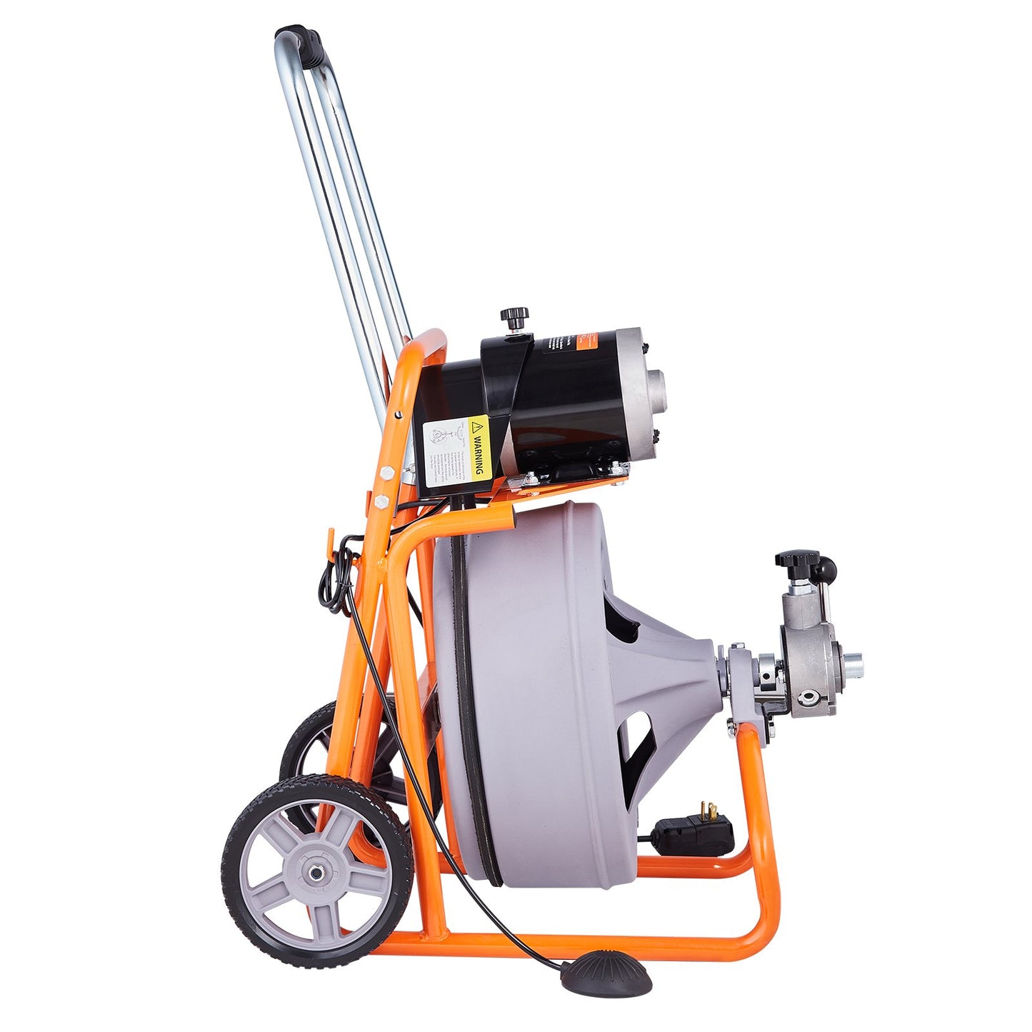 Drain Cleaner Machine 75FT x 1/2 Inch, Auto Feed Sewer Snake Drain Auger on Wheels, Portable Drain Cleaning Machine with 8 Cutters & Air-activated Foot Switch for 2" to 4" Pipes