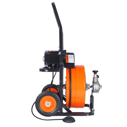Drain Cleaner Machine Electric Drain Auger 50 FT x 3/8 In Auto Feed