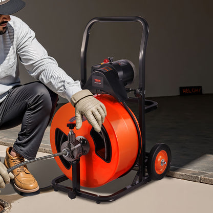 Drain Cleaner Machine Electric Drain Auger 30.5m x 19mm Auto Feed