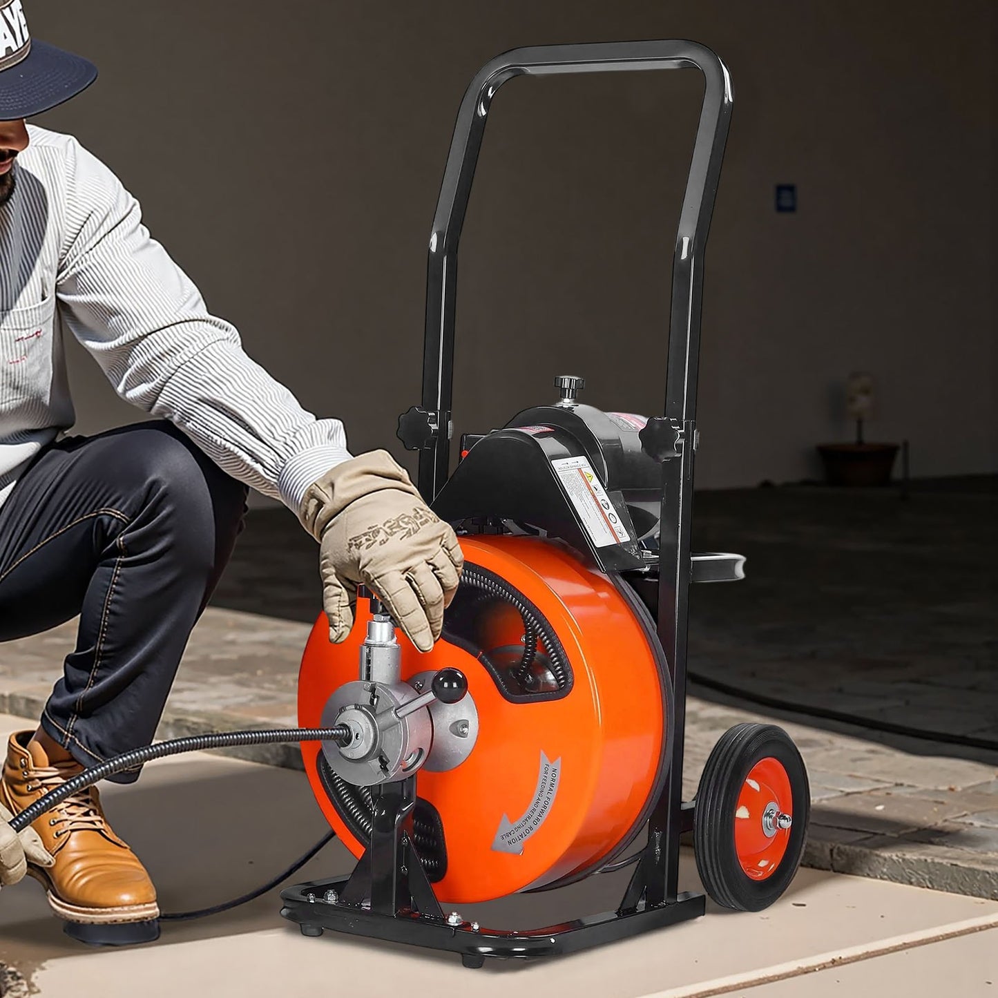 Drain Cleaner Machine Electric Drain Auger 100 FT x 3/8 In Auto Feed