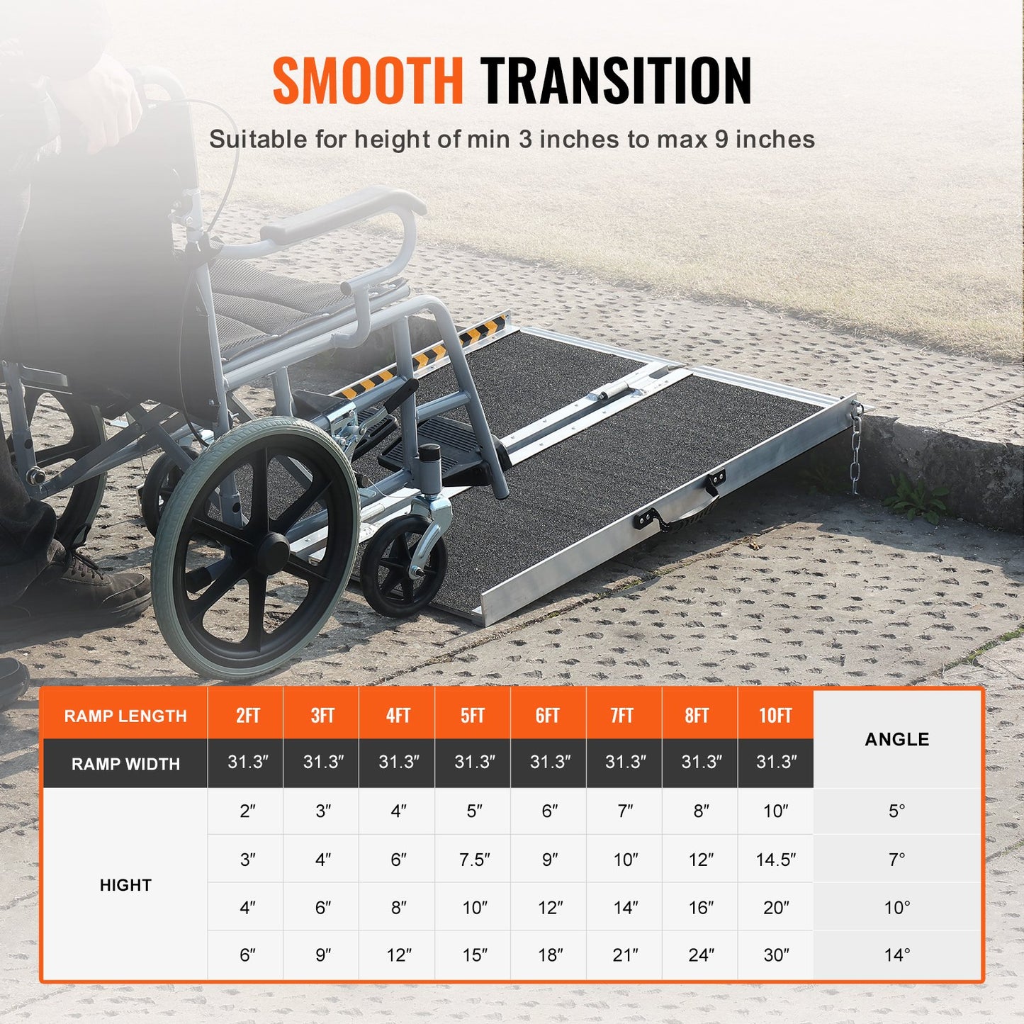 Portable Wheelchair Ramp, 91.4 cm 362.9 kg Capacity, Non-Slip Aluminum Folding Threshold Ramp, Foldable Mobility Scooter Ramp Wheel Chair Ramp, Handicap Ramp for Home Steps, Stairs, Doorways, Curbs