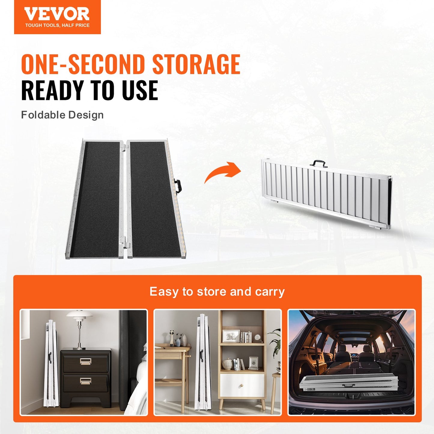 Portable Wheelchair Ramp, 182.9 cm 362.9 kg Capacity, Non-Slip Aluminum Folding Threshold Ramp, Foldable Mobility Scooter Ramp Wheel Chair Ramp, Handicap Ramp for Home Steps, Stairs, Doorways, Curbs