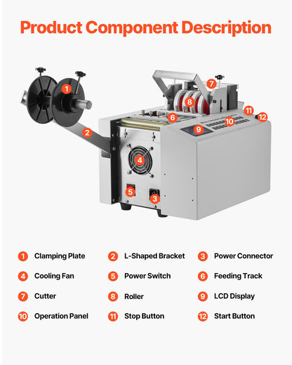 Auto Heat-Shrink Tube Cutter, Cable Pipe Cutting Machine with 1mm-85mm Cutting Width, 0.1mm-99999.9mm Length, Automatic Tube Cutter for Heat Shrink Tube, Fiberglass Tube, Cable, Yellow Wax Tubes