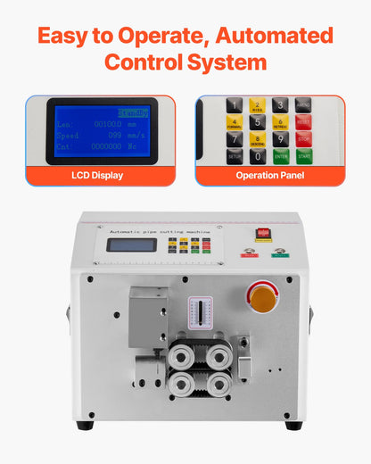 Auto Heat-Shrink Tube Cutter, Automatic Pipe Cutting Machine with LCD Display, 1mm-20mm Cutting Diameter, 0.1mm-99999.9mm Cutting Length, Ideal for PVC PE Tube, Silicone Tube, Soft Water Pipe
