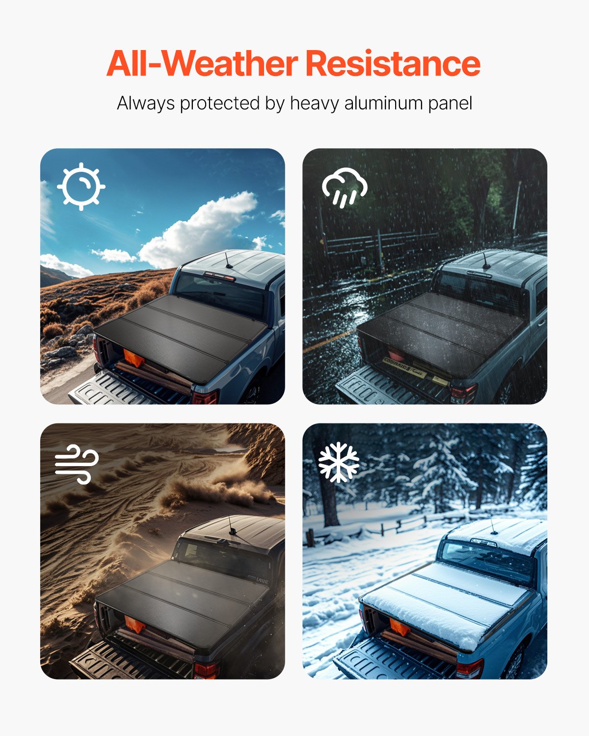 Tri-Fold Truck Bed Tonneau Cover, Compatible with 2016-2023 Toyota Tacoma, 5' (60.5") Bed, Only Fit 5.0' x 4.6' (60.5" x 55.0") Inside Bed, 400 lbs Load Capacity, LED Light, Quick Folding, Black