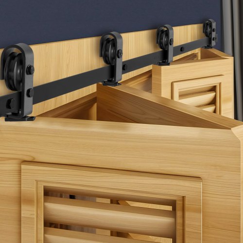 Bi-Folding Sliding Barn Door Hardware Track Kit, 64" Top Mount Track Kit, Slide Smoothly & Quietly, Heavy Duty, Easy to Install, Suitable for Four 15" Closet Pantry Laundry Doors (Not Included)