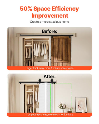 Skensats för vikbar skjutdörr, 100 cm toppmonterad skensats, glider smidigt och tyst, kraftig, enkel att installera, lämplig för två 40 cm garderobs-/skafferidörrar (ingår ej)