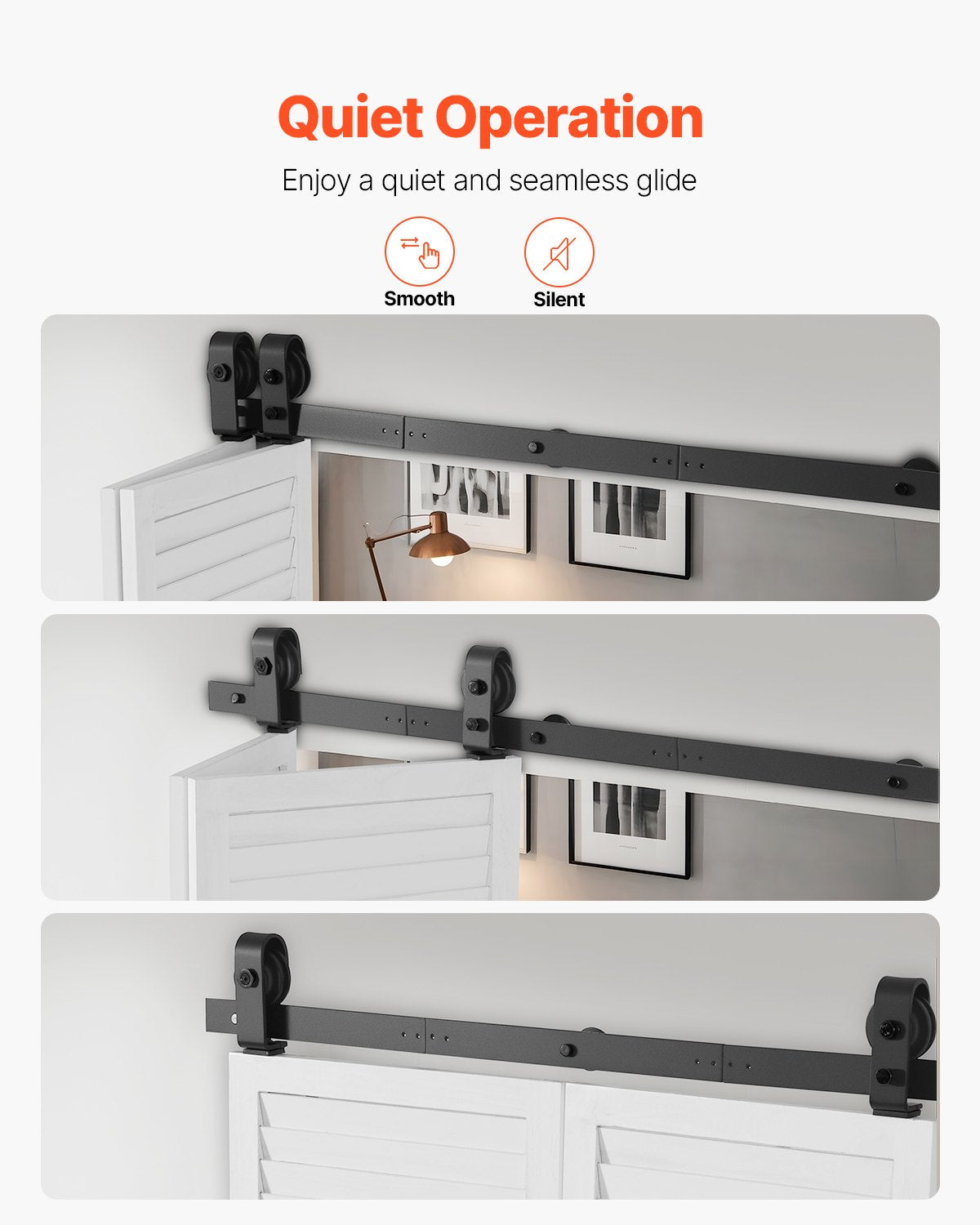 Skensats för vikbar skjutdörr, 100 cm toppmonterad skensats, glider smidigt och tyst, kraftig, enkel att installera, lämplig för två 40 cm garderobs-/skafferidörrar (ingår ej)