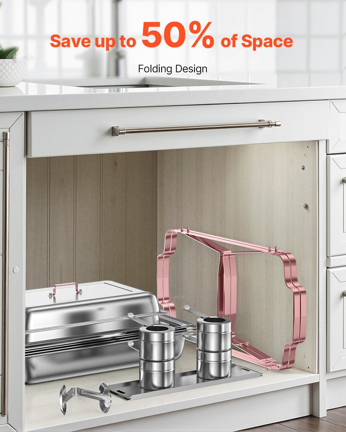 Varmfatbufféset, 8 liter, 2-pack, rostfritt stålvärmare med 2 fullstora stekpannor, rektangulär cateringvärmare med lock, vattenpanna, bränslehållare, för bröllopsfest, bankett, roséguld