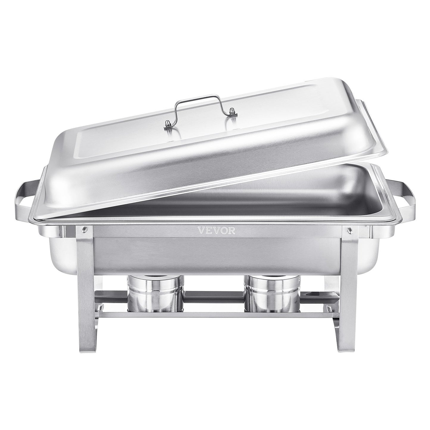 Chafing Dish Buffet Set, 8 Qt 6 Pack, Stainless Steel Chafer with 6 Full Size Pans, Rectangle Catering Warmer Server with Lid Water Pan Stand Fuel Holder, for Weddings Parties Banquets, Silver