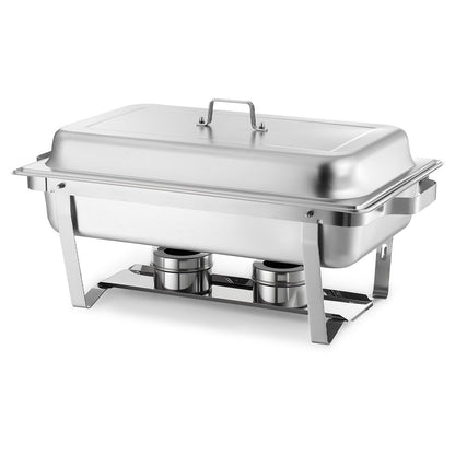 Rectangle Chafing Dish, 8.5L 2 Pack Stainless Steel Chafing Dish, Food Warmer Chafer Complete Set with Hollow Handle, 1 Food Tongs, Lid, Fuel Holder, Chafer Dishes for Banquet Party Wedding