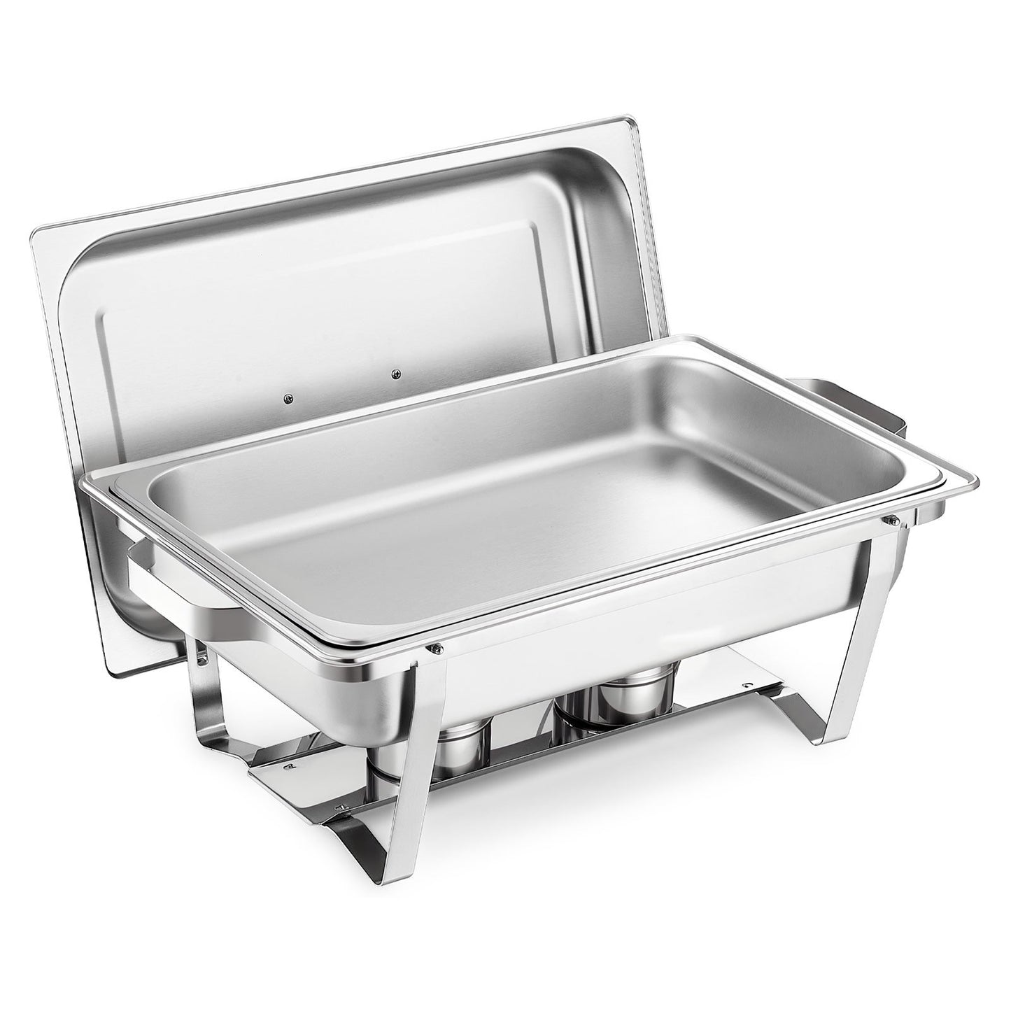 Rectangle Chafing Dish, 8.5L 2 Pack Stainless Steel Chafing Dish, Food Warmer Chafer Complete Set with Hollow Handle, 1 Food Tongs, Lid, Fuel Holder, Chafer Dishes for Banquet Party Wedding