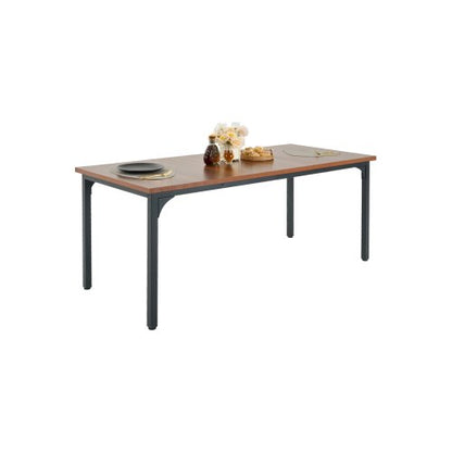 Rectangle Dining Table, 71 inch Length Large Wood Tables for 6-8 Person, Farmhouse Dinner Furniture, Rustic Conference Desk with Iron Legs, for Home Kitchen Living Room, Brown(Only Table)