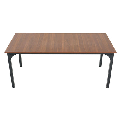 Rectangle Dining Table, 71 inch Length Large Wood Tables for 6-8 Person, Farmhouse Dinner Furniture, Rustic Conference Desk with Iron Legs, for Home Kitchen Living Room, Brown(Only Table)
