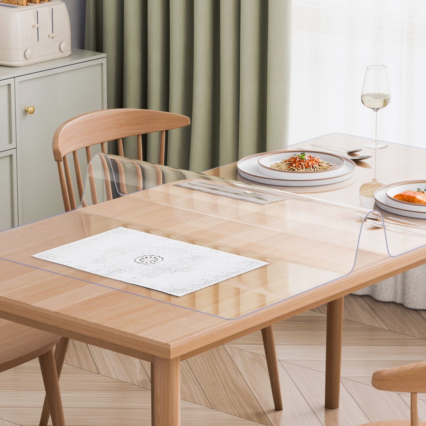 Plastic Table Cover, 30 x 60 Inch 1.5 mm Thick Clear Table Protector, Rectangle PVC Desk Mat, Waterproof & Easy Cleaning Desk Pad Tablecloth, for Office Dresser Dining Room Table Night Stand