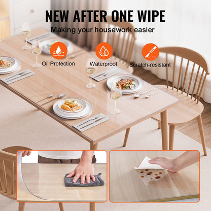 Plastic Table Cover, 36 x 48 Inch 1.5 mm Thick Clear Table Protector, Rectangle PVC Desk Mat, Waterproof & Easy Cleaning Desk Pad Tablecloth, for Office Dresser Dining Room Table Night Stand