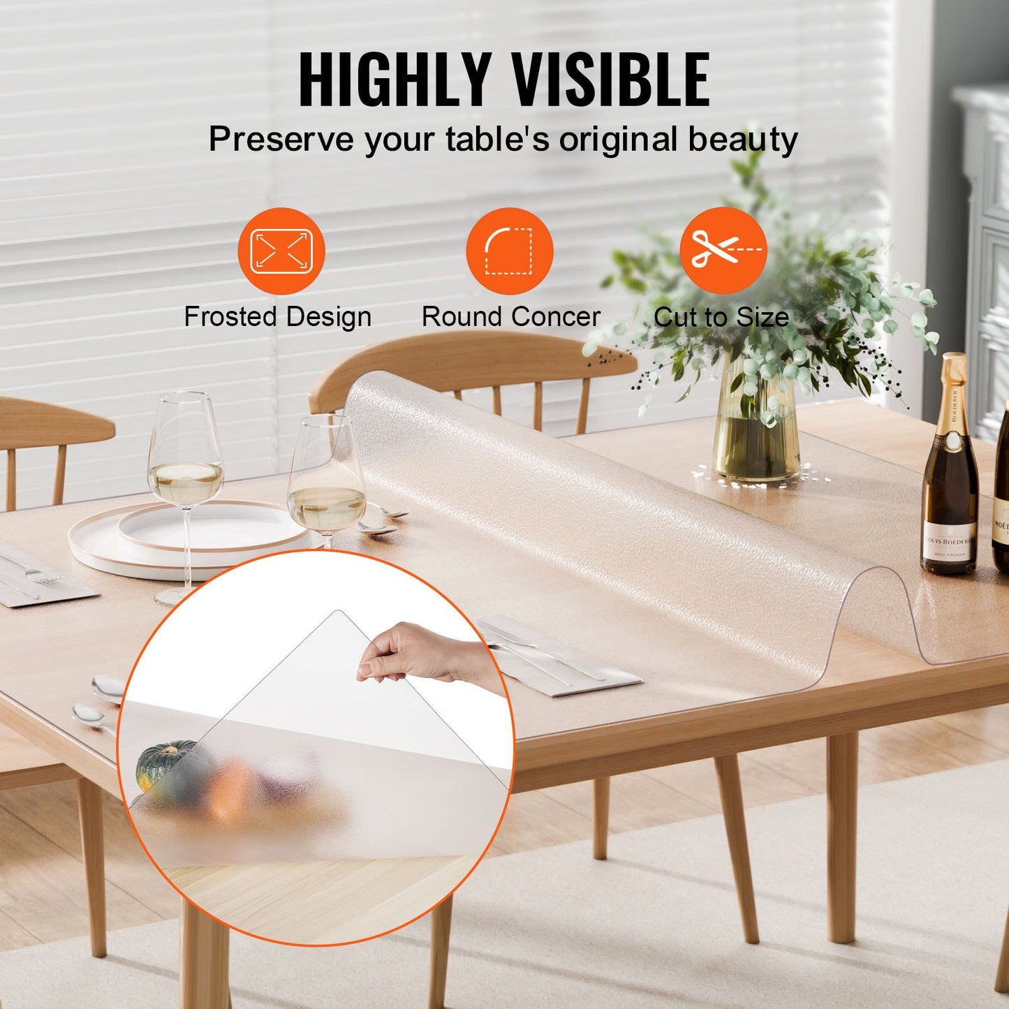 Plastic Table Cover, 42 x 60 Inch 1.5 mm Thick Frosted Table Protector, Rectangle PVC Desk Mat, Waterproof & Easy Cleaning Desk Pad Tablecloth, for Office Dresser Dining Room Table Night Stand