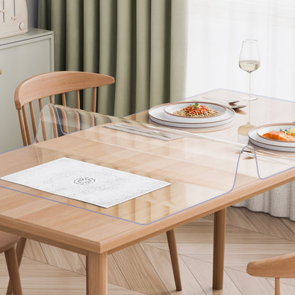 Plastic Table Cover, 42 x 72 Inch 2.0 mm Thick Clear Table Protector, Rectangle PVC Desk Mat, Waterproof & Easy Cleaning Desk Pad Tablecloth, for Office Dresser Dining Room Table Night Stand