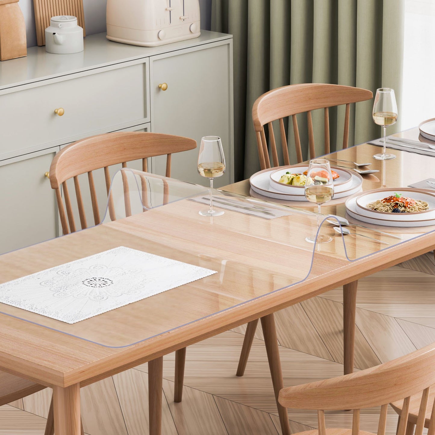 Plastic Table Cover, 42 x 96 Inch 1.5 mm Thick Clear Table Protector, Rectangle PVC Desk Mat, Waterproof & Easy Cleaning Desk Pad Tablecloth, for Office Dresser Dining Room Table Night Stand