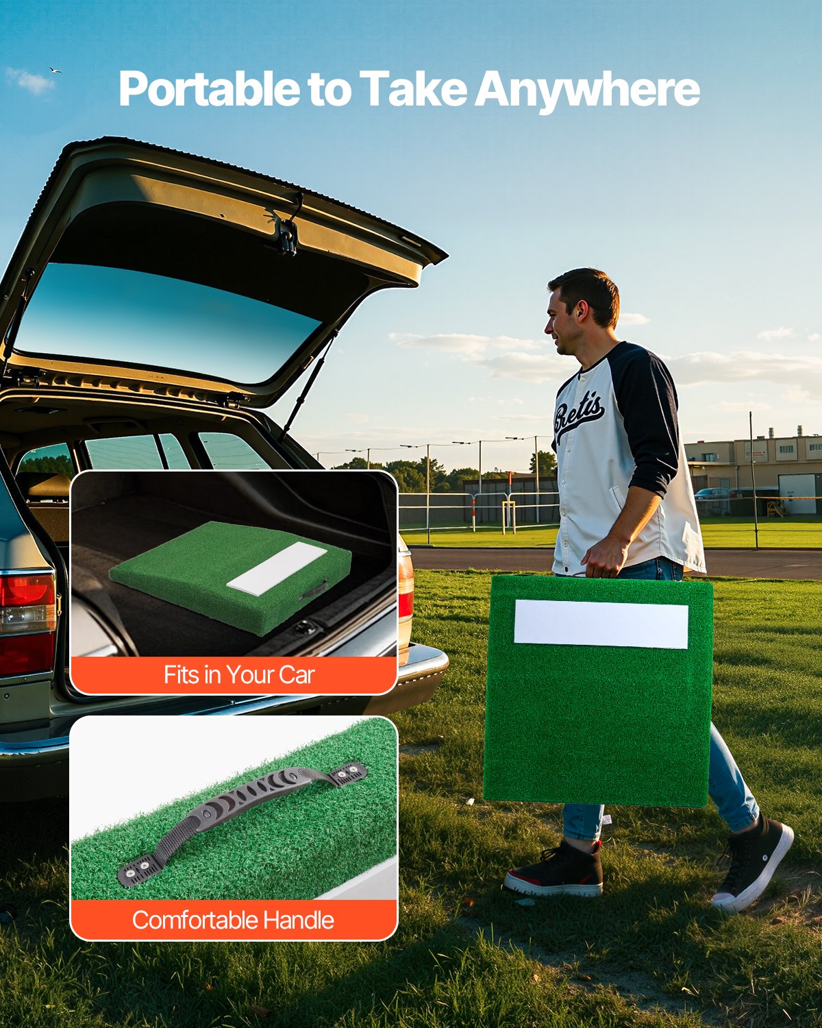 Pitching Mound, bärbar basebollkastarhög, 76 cm inomhus- och utomhusutrustning för pitchingträning, softbollshjälpmedel med antifade-gräs, pitchinggummi, bärhandtag