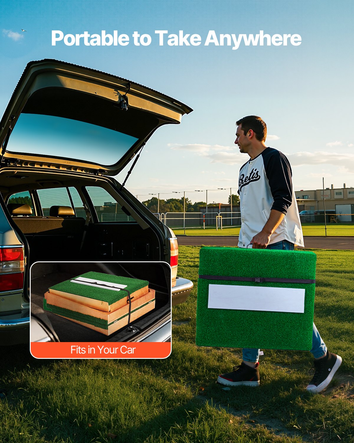 Pitching Mound, bärbar basebollkastarhög, 85 tum inomhus- och utomhusutrustning för pitchingövning, softbollshjälpmedel med antifade-gräs, pitchinggummi, justerbar bas