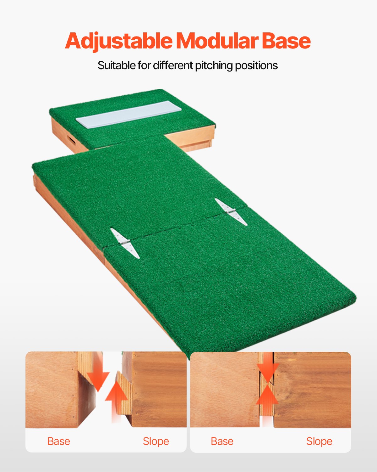 Pitching Mound, bärbar basebollkastarhög, 85 tum inomhus- och utomhusutrustning för pitchingövning, softbollshjälpmedel med antifade-gräs, pitchinggummi, justerbar bas