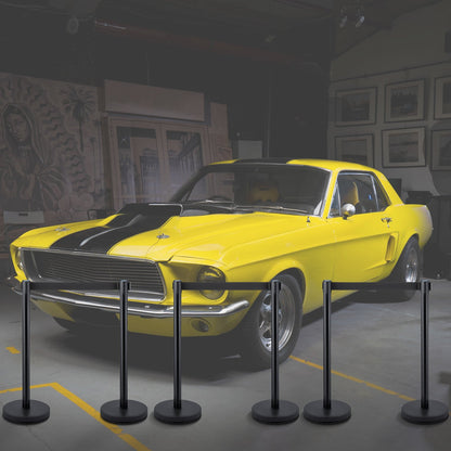 Stolpar för folkmassakontroll, 6-pack avspärrningar med 3 st. 6,5 fot utdragbara bälten, stolpar för köavspärrar, enkel montering