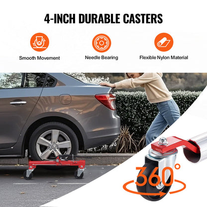 Wheel Dolly, Max Capacity 1500 Lbs Car Dolly, Car Jack Dolly Lifter with 360° Rotatable Wheels, Heavy Duty Vehicle Positioning Ratchet Tire Jack, for Vehicle Car Auto Repair Moving, Set of 4