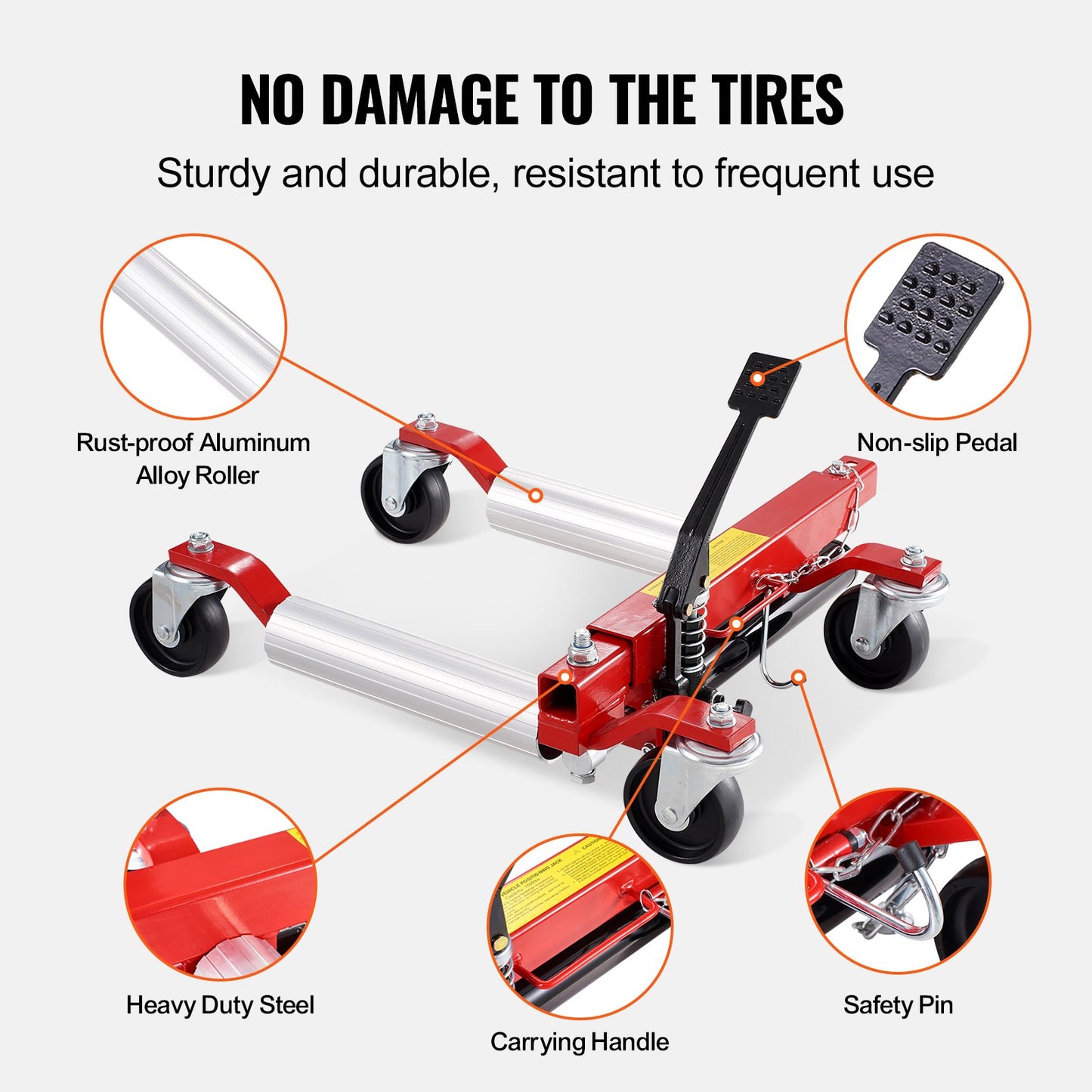 Hjulvagn, maxkapacitet 1500 lbs bilvagn, domkraft med 360° roterbara hjul, hydraulisk däckdomkraft för tunga fordon, för fordonsbilreparationer, flyttning, set om 4