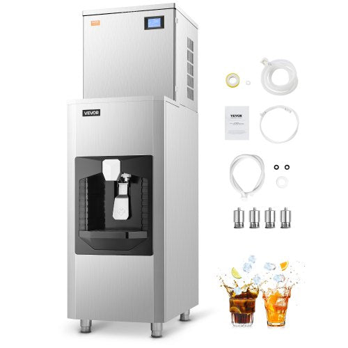 Commercial Ice Maker, 400 Lbs/Day Ice Maker Machine, 180 Lbs Large Ice Storage Bin with 20 Lbs/Min Automatic Ice Dispensing, Self-Cleaning Ice Machine with Touchscreen for Bar, Cafe, Restaurant