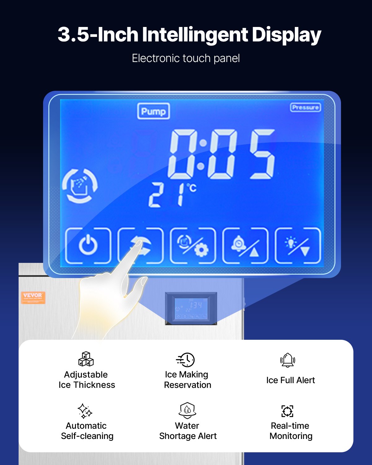 Commercial Ice Maker, 400 Lbs/Day Ice Maker Machine, 180 Lbs Large Ice Storage Bin with 20 Lbs/Min Automatic Ice Dispensing, Self-Cleaning Ice Machine with Touchscreen for Bar, Cafe, Restaurant