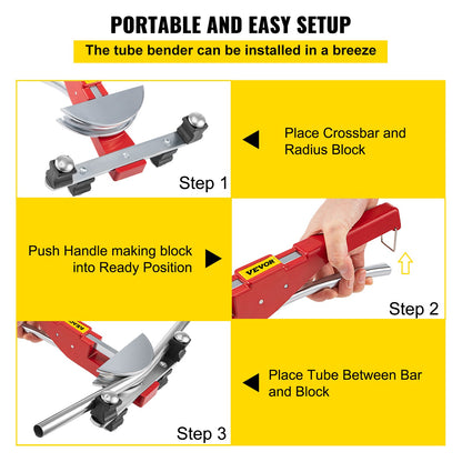 Copper Pipe Bender HVAC Refrigeration Ratcheting Tube Bender 1/4" to 7/8"